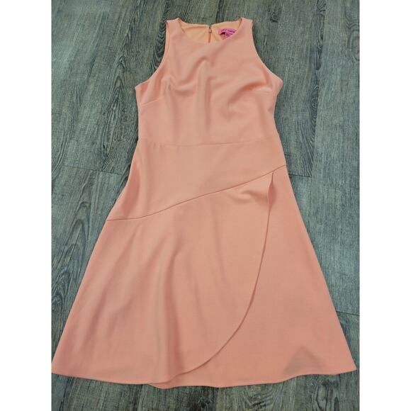 Betsey Johnson Dresses & Skirts - Betsey Johnson Faux Wrap Coral A-Line Dress Dreamsicle Orange Sleeveless Size 4